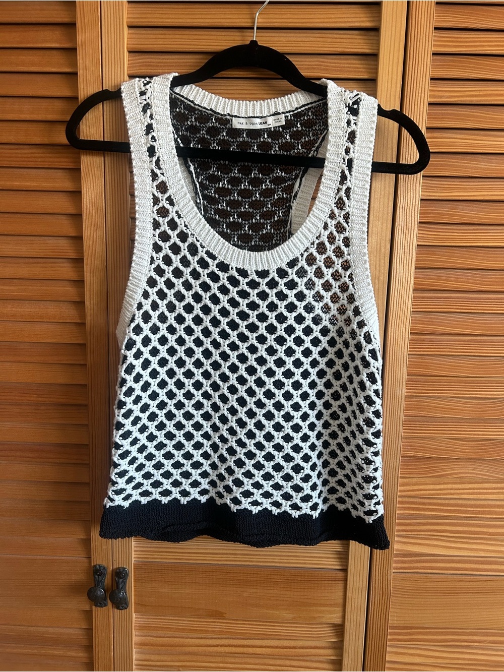 rag & bone White and Black Crochet Knit Tank